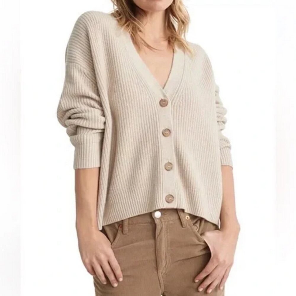 Jenni Kayne Cropped 100% Cashmere Cocoon Cardigan (oversize fit)